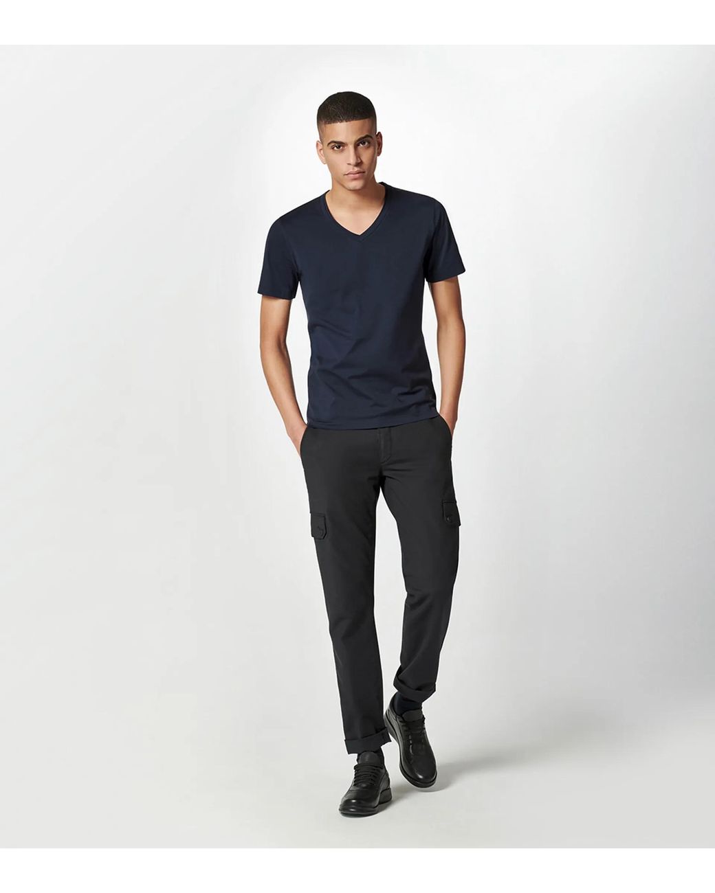 Porsche Design Blue V-Neck T-Shirt for men