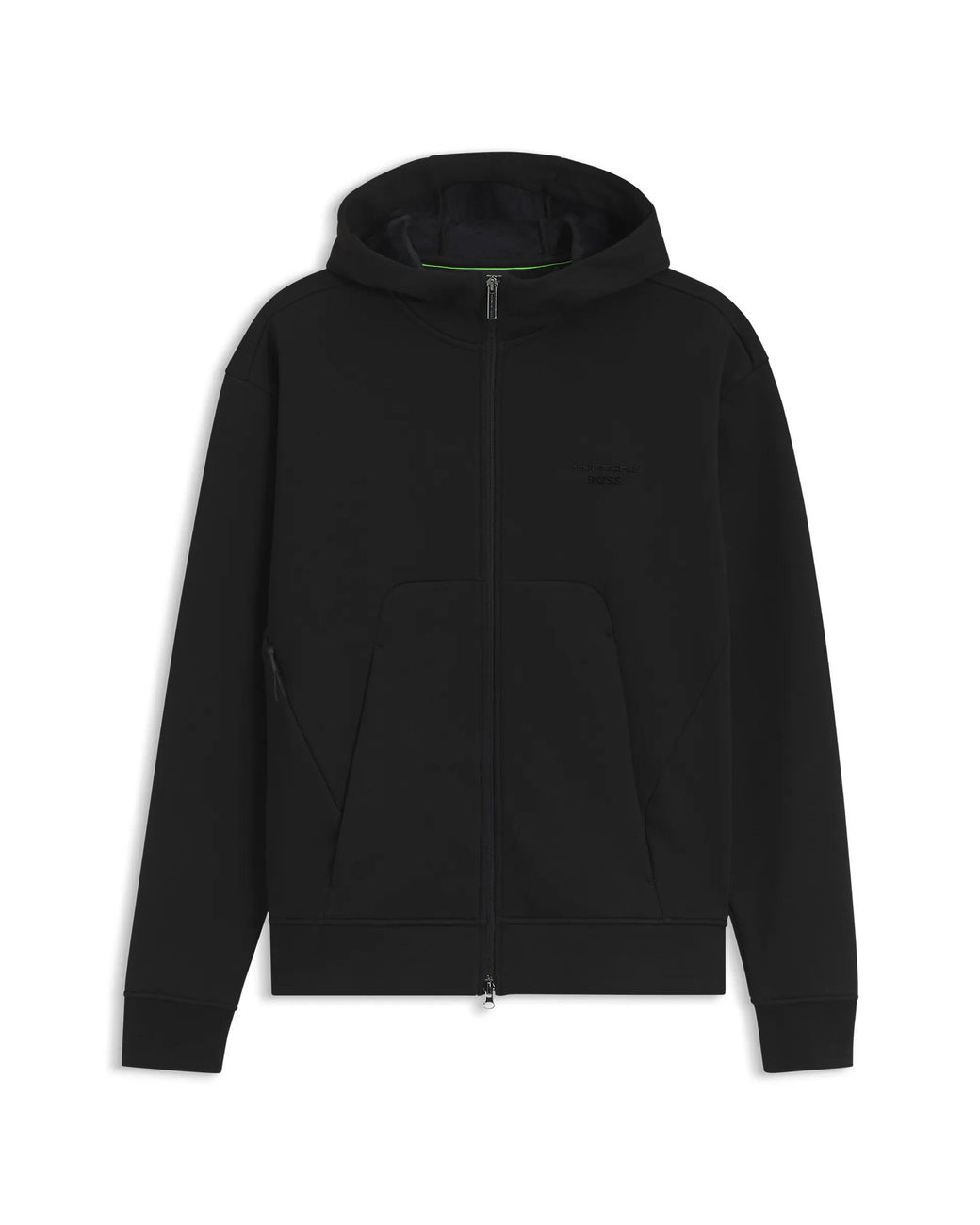 Porsche Lifestyle Black Relaxed-Fit Zip-Up Hoodie With Logo for men