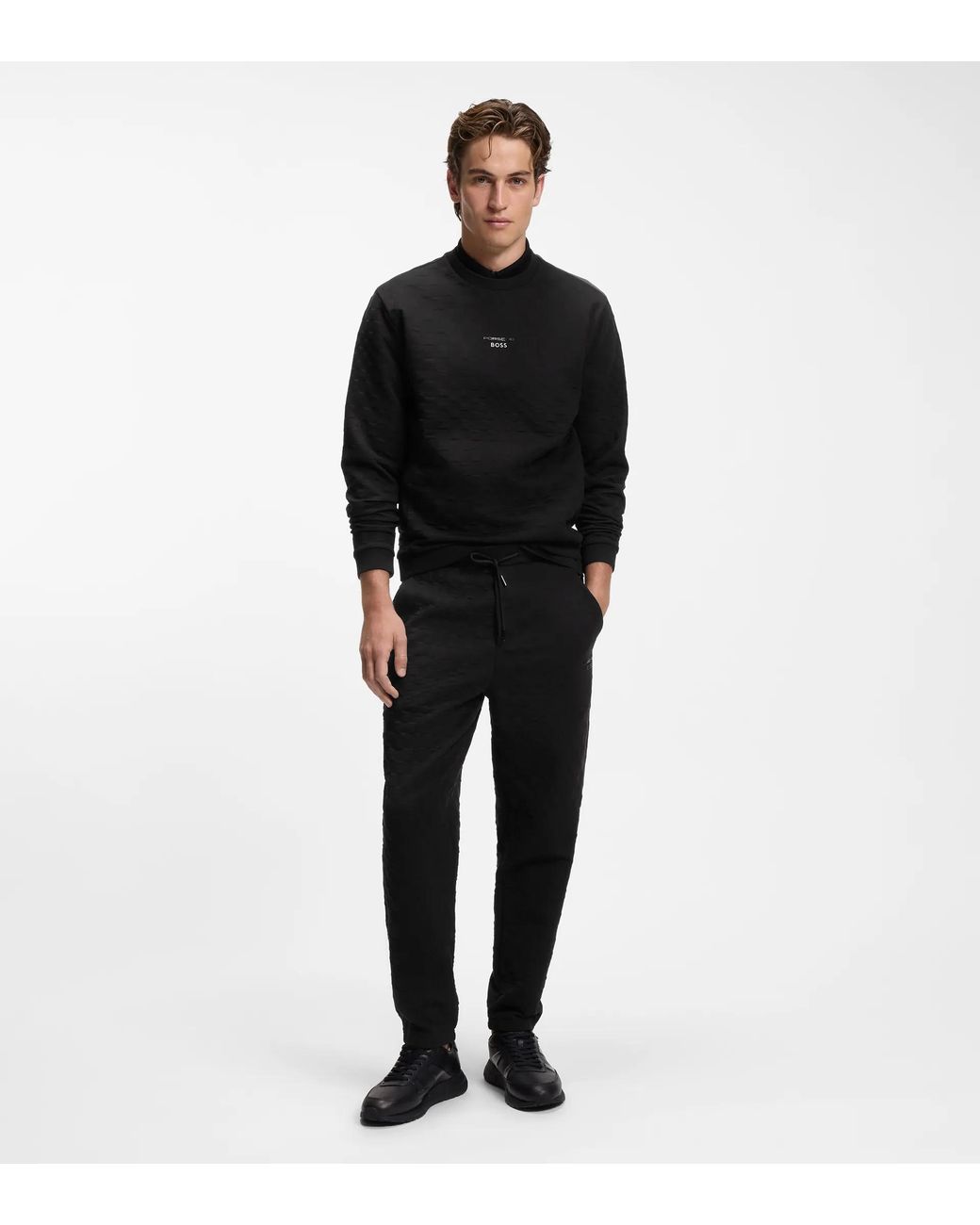 Porsche Lifestyle Black Sweatshirt With Pascha Check Jacquard for men