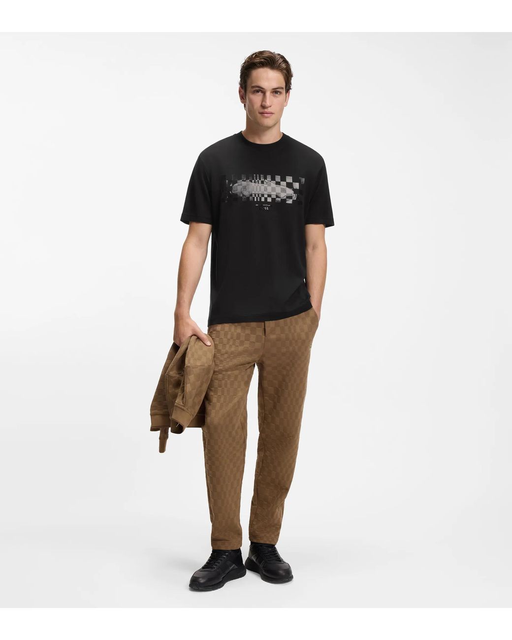 Porsche Lifestyle Black T-Shirt With Gloss Artwork for men