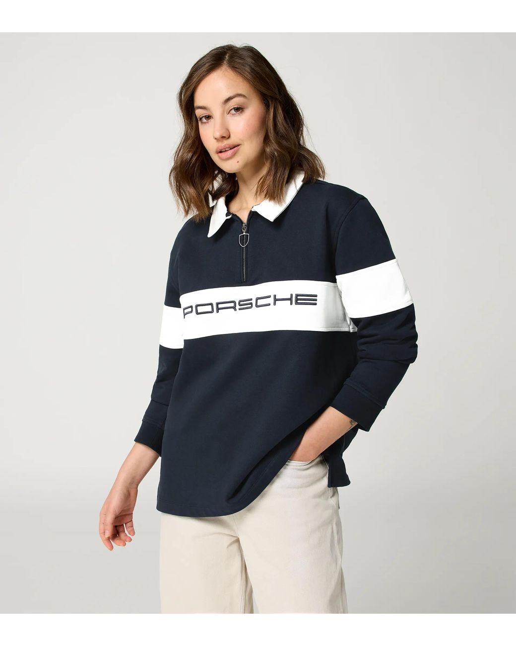 Porsche Lifestyle Blue Retro Rugby Shirt