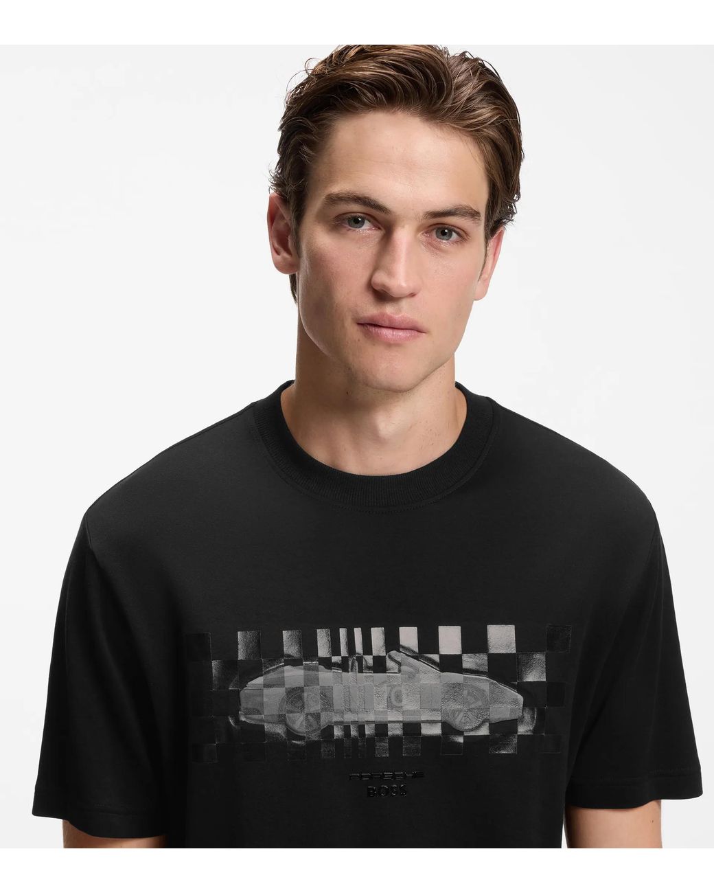 Porsche Lifestyle Black T-Shirt With Gloss Artwork for men