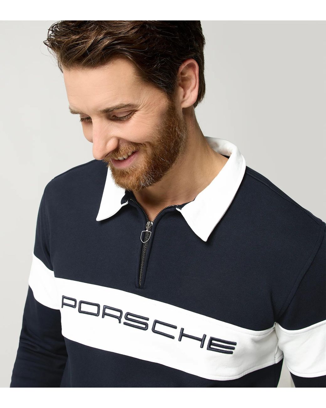 Porsche Lifestyle Blue Retro Rugby Shirt