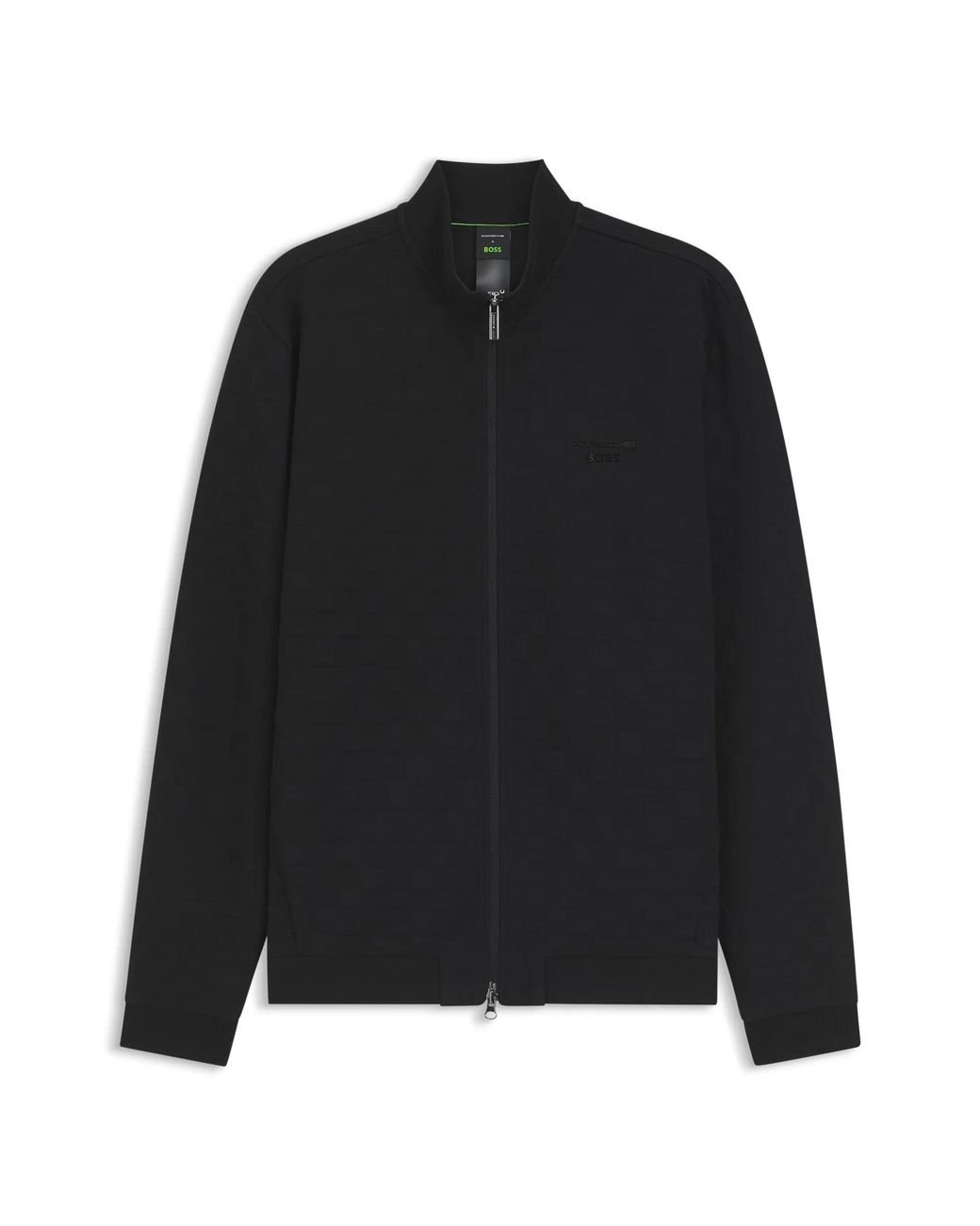 Porsche Lifestyle Black Zip-Up Sweatshirt With Pascha-Check Jacquard for men