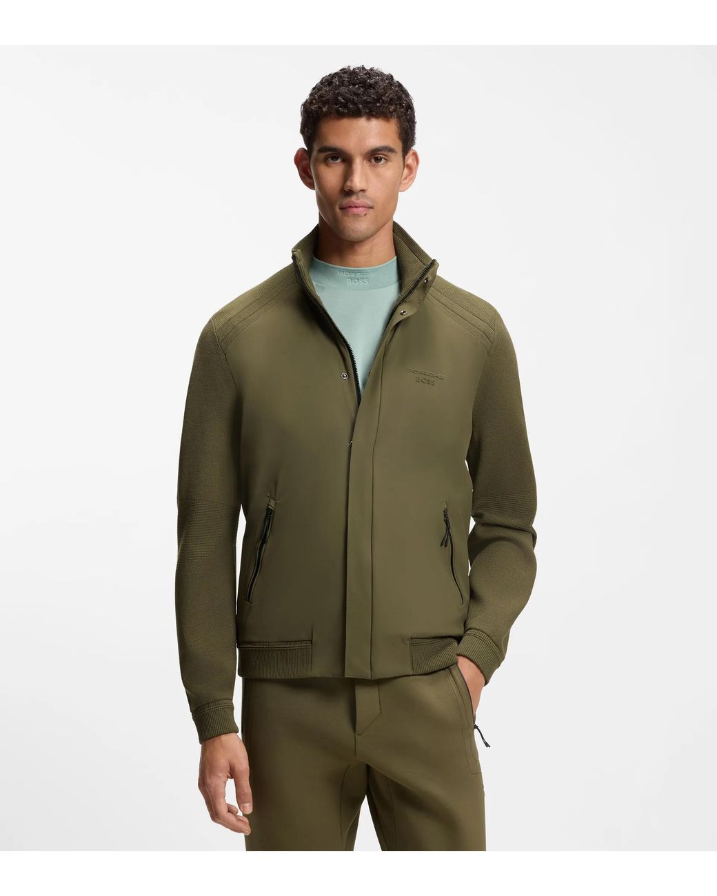 Porsche Lifestyle Green Hybrid Jacket With Silk for men