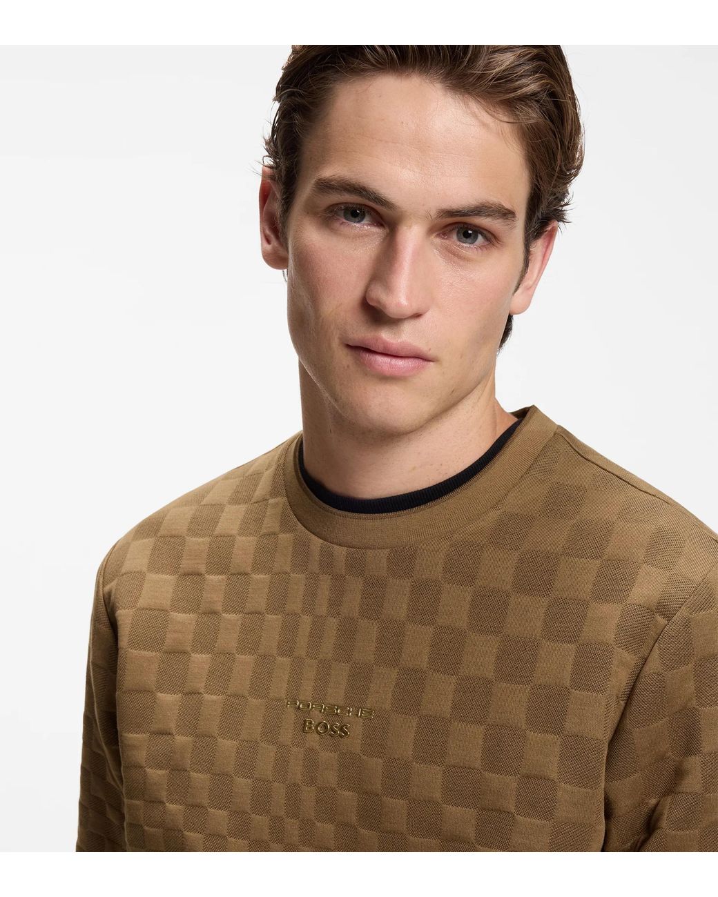 Porsche Lifestyle Natural Sweatshirt With Pascha Check Jacquard for men