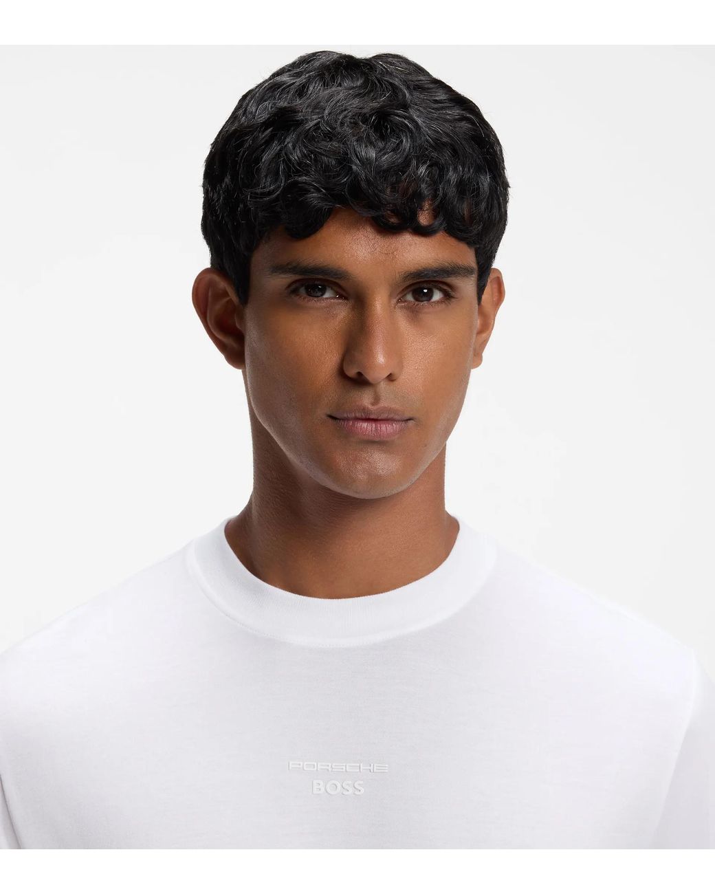 Porsche Lifestyle White Long-Sleeved T-Shirt With Gloss Logo for men