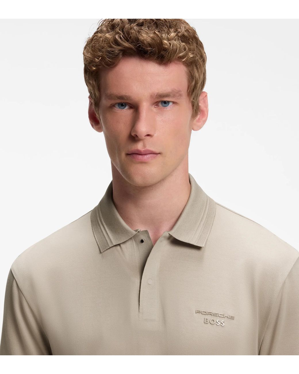 Porsche Lifestyle White Polo Shirt With Gloss Branding for men