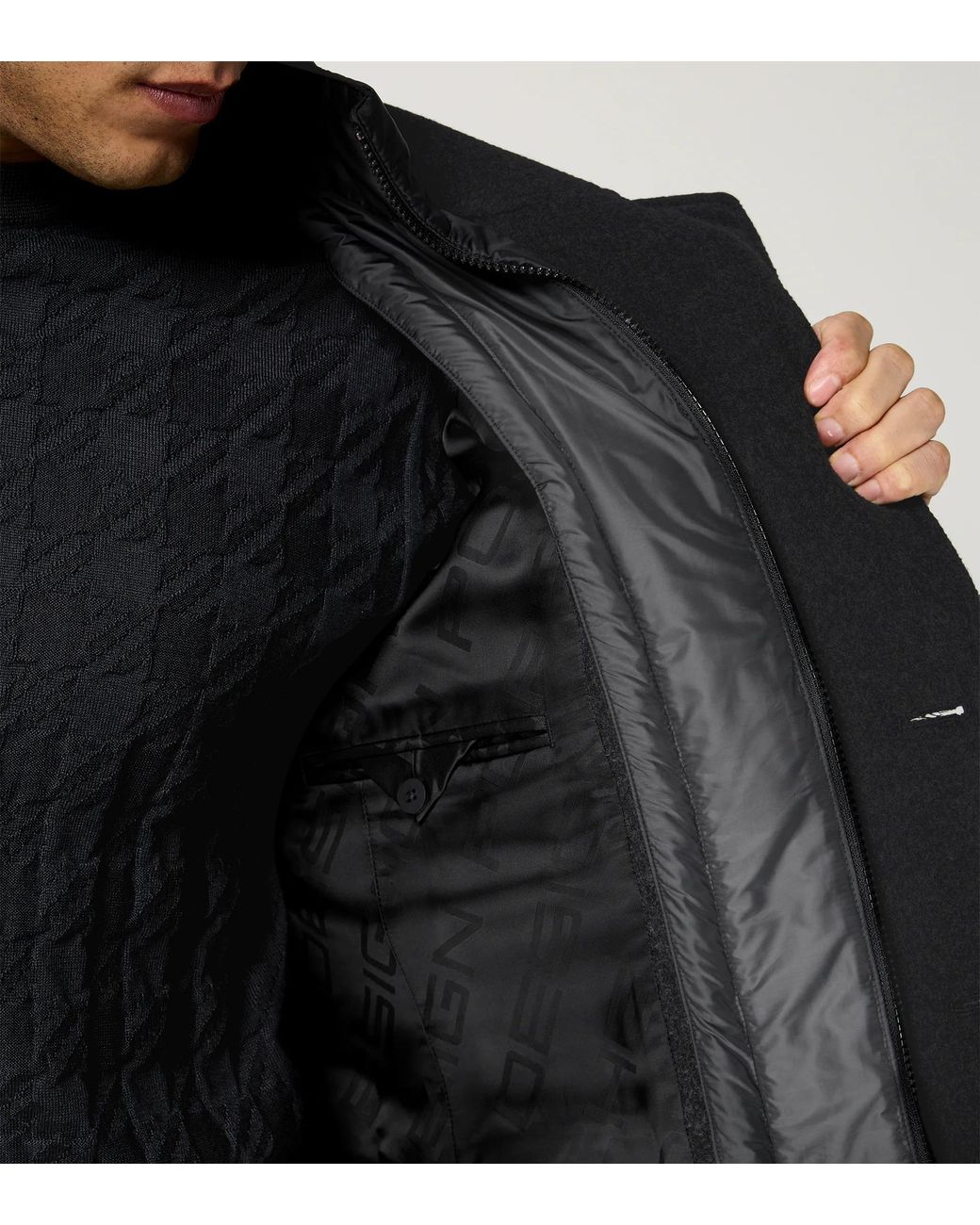 Porsche Design Black Hybrid Peacoat for men