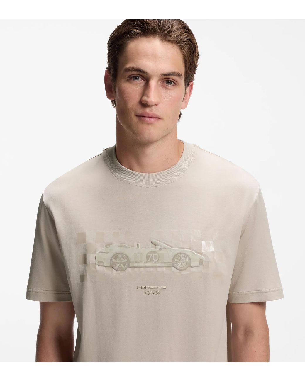 Porsche Lifestyle White T-Shirt With Gloss Artwork for men