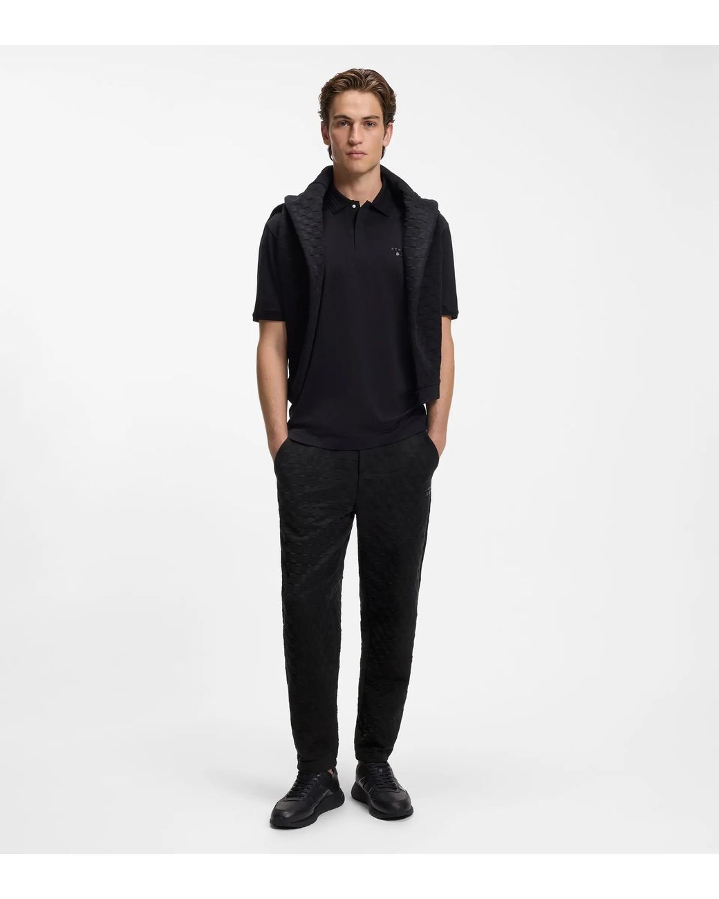 Porsche Lifestyle Black Tracksuit Bottoms With Pascha Pattern for men