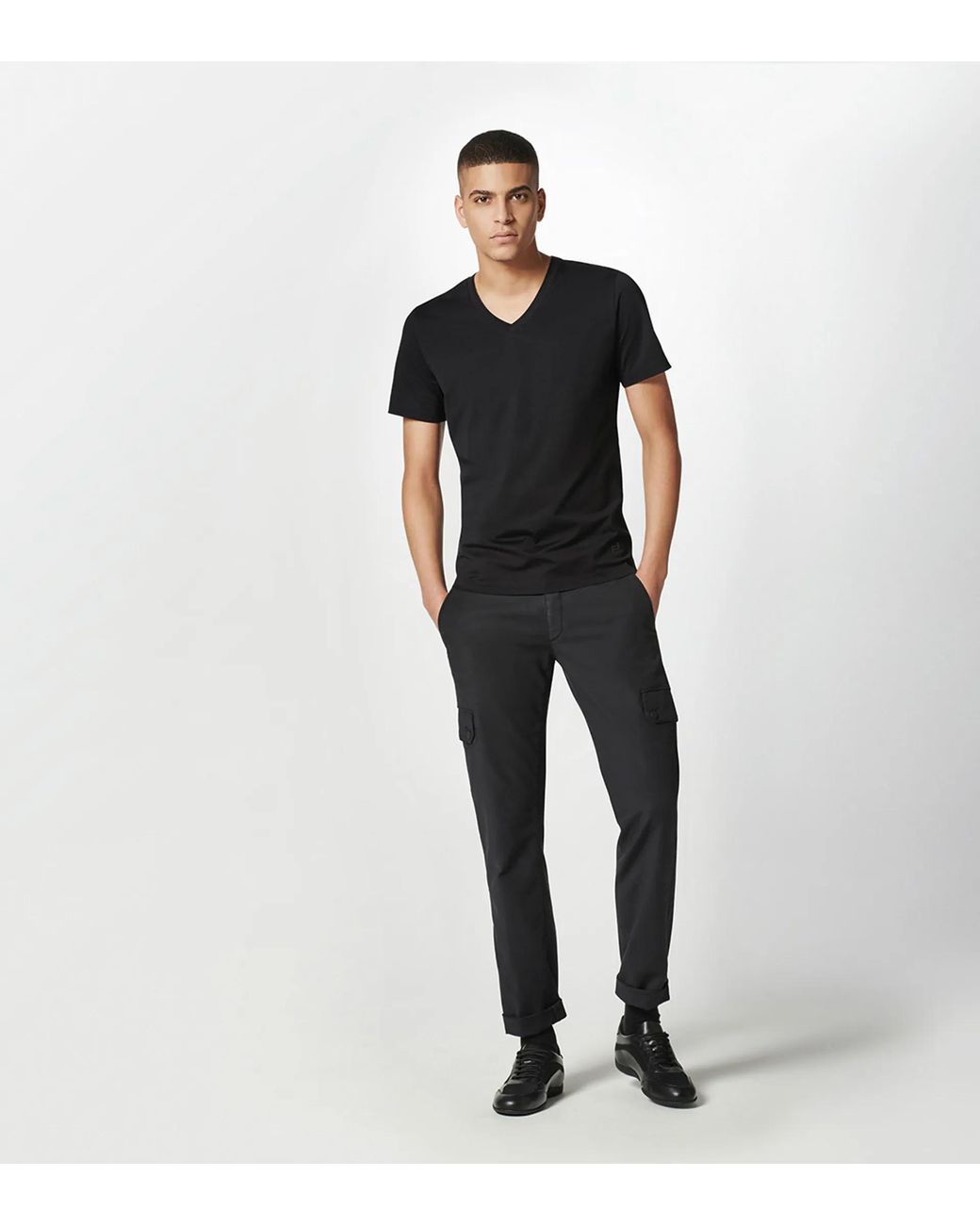 Porsche Design Black V-Neck T-Shirt for men