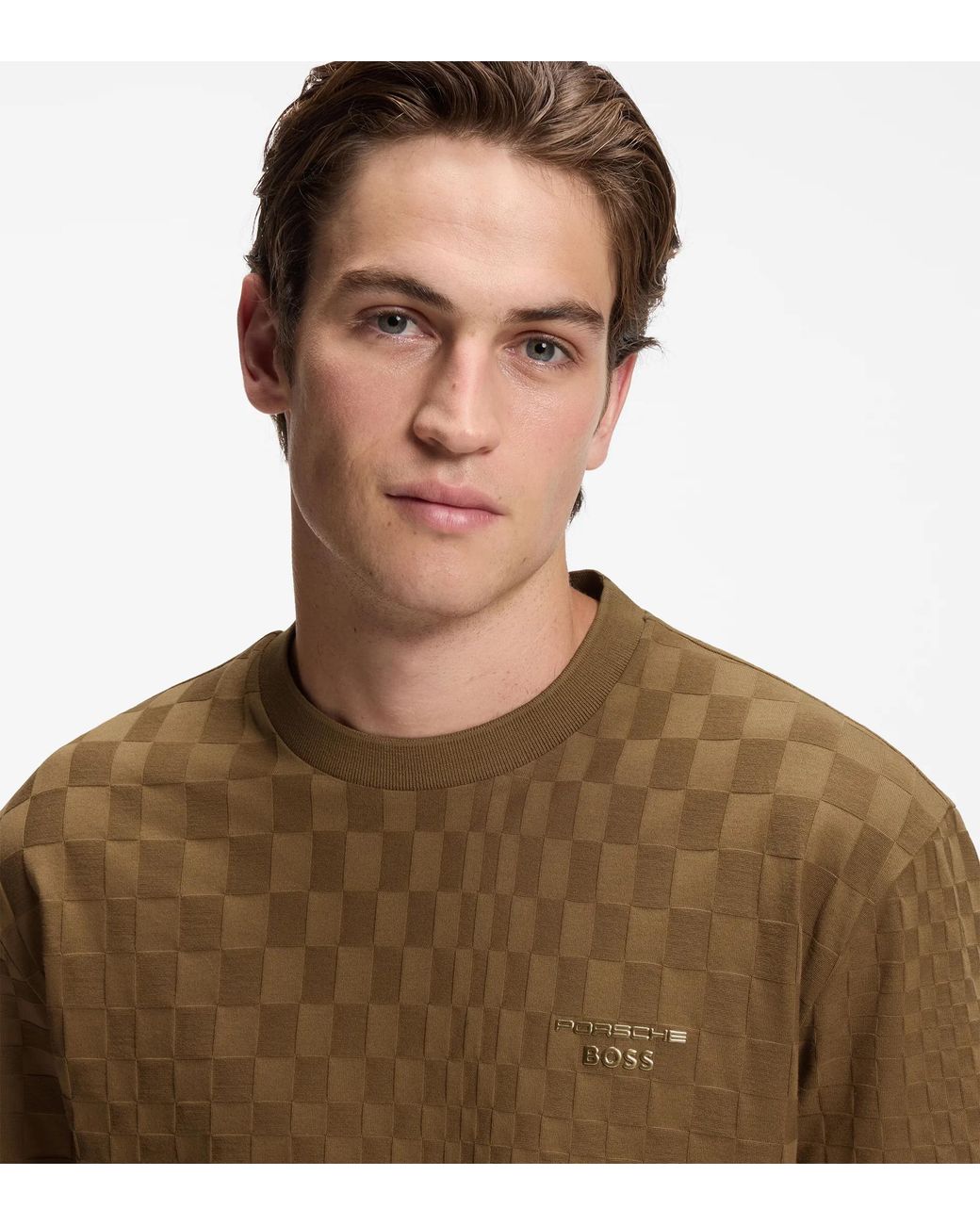 Porsche Lifestyle Green Cotton T-Shirt With Pascha Pattern for men