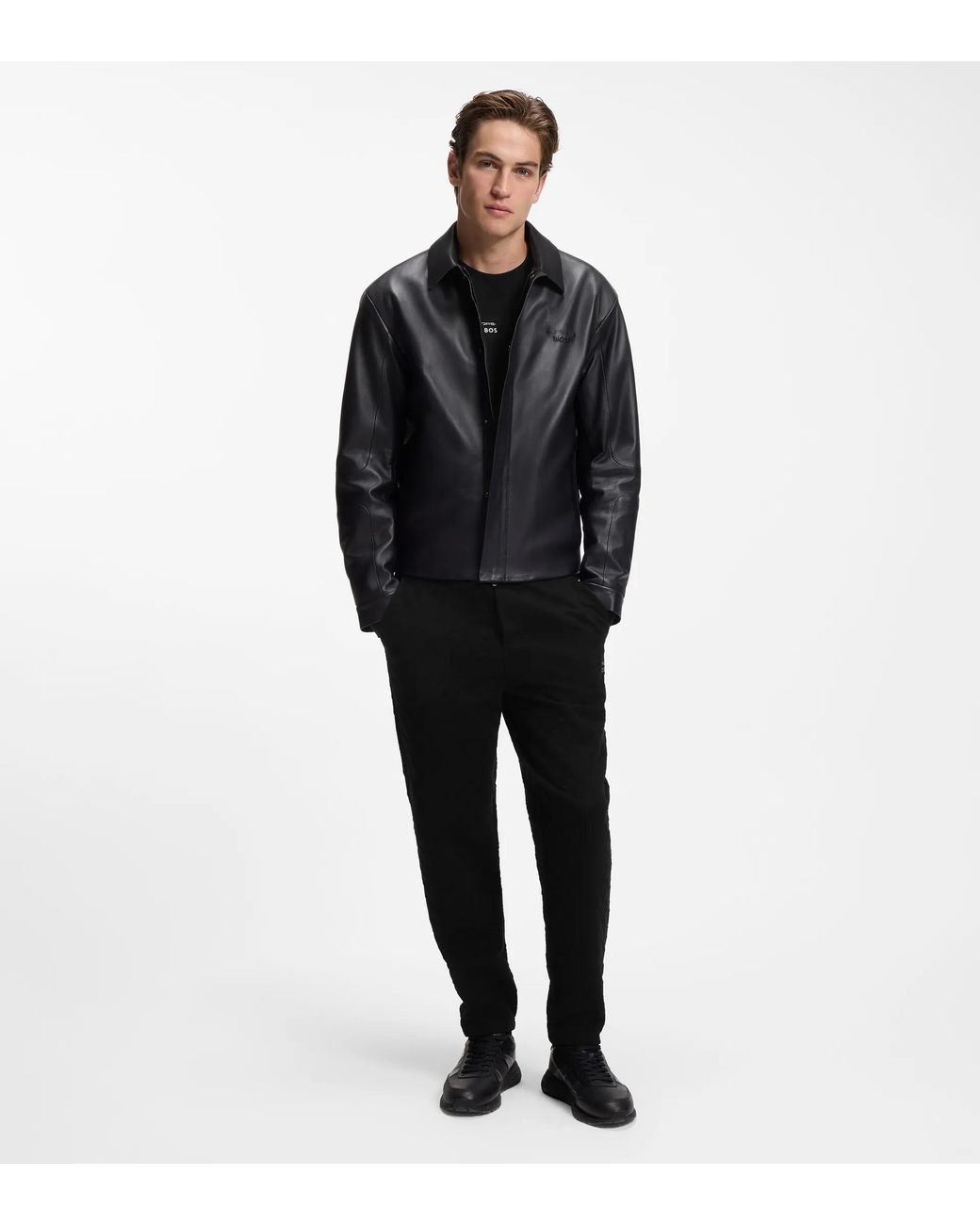 Porsche Lifestyle Black Long-Sleeved T-Shirt With Gloss Logo for men