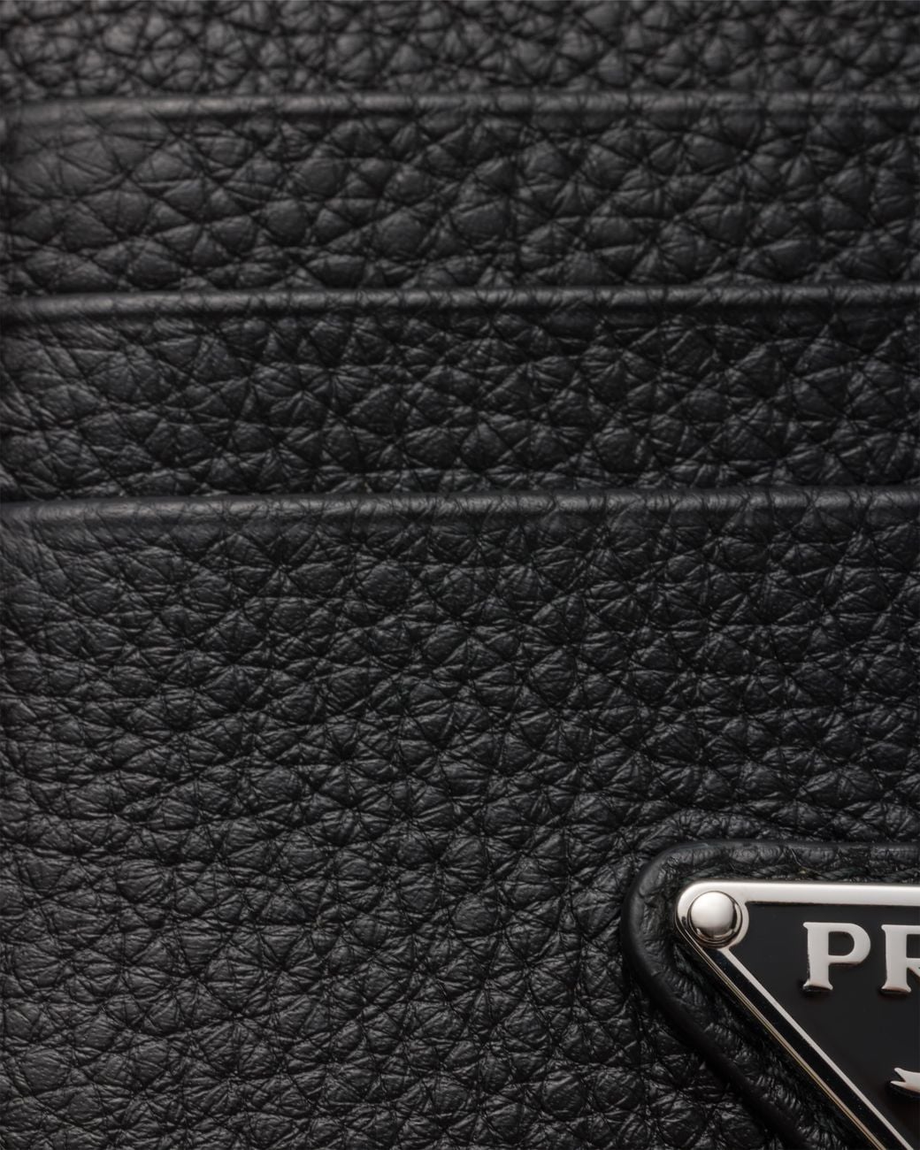Prada Black Leather Card Holder With Logo Triangle for men