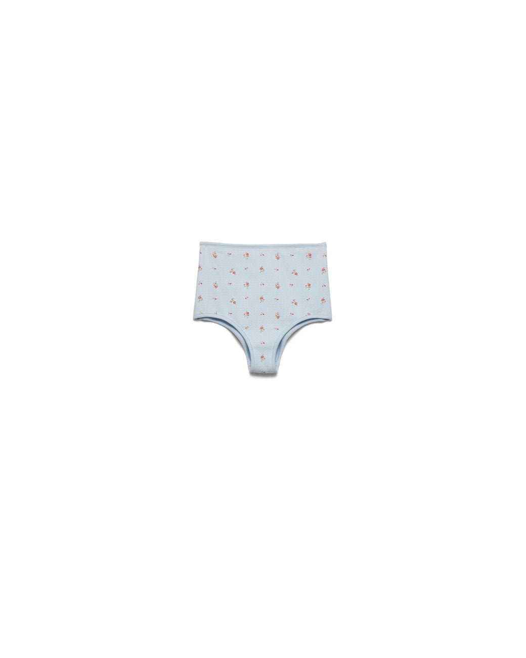Prada Blue Floral Print Elasticized Cotton Panties