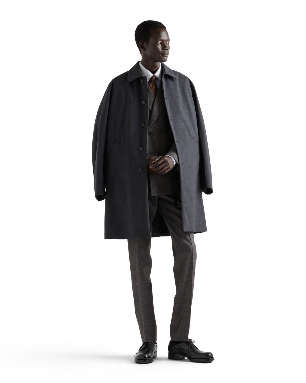 Prada Blue Technical Wool Coat for men