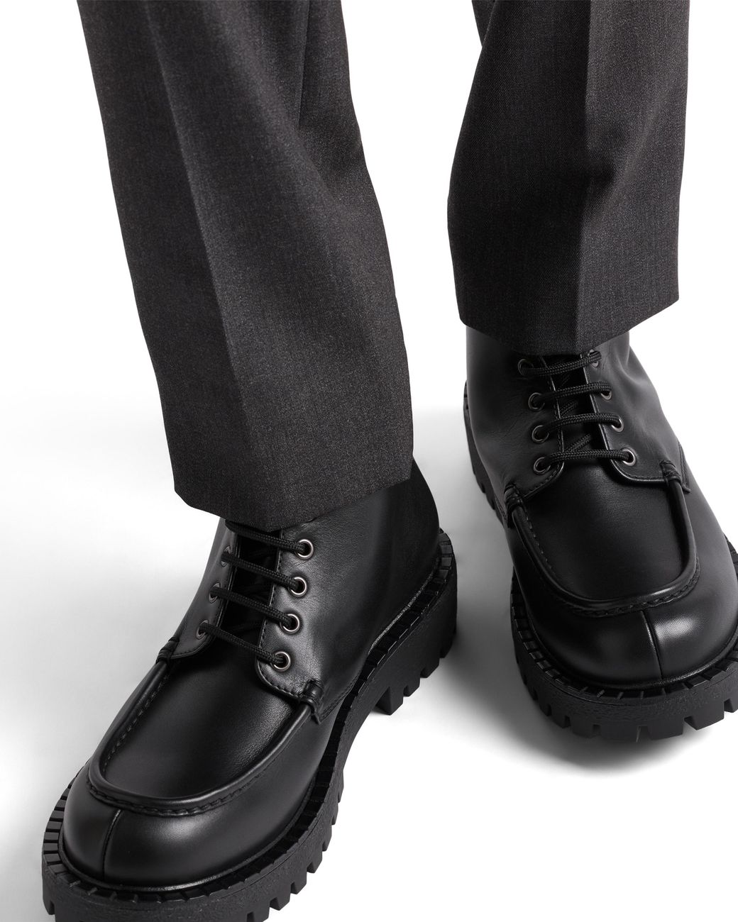 Prada Black Laced Leather Booties for men