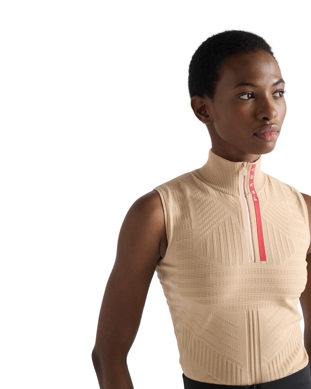 Prada Natural Re-Nylon Turtleneck Top, Albino