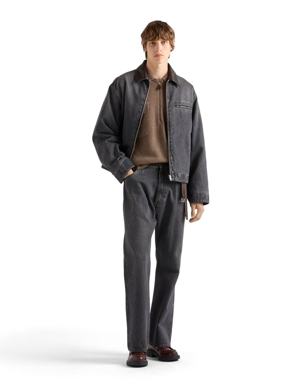 Prada Brown Cashmere Polo Shirt for men