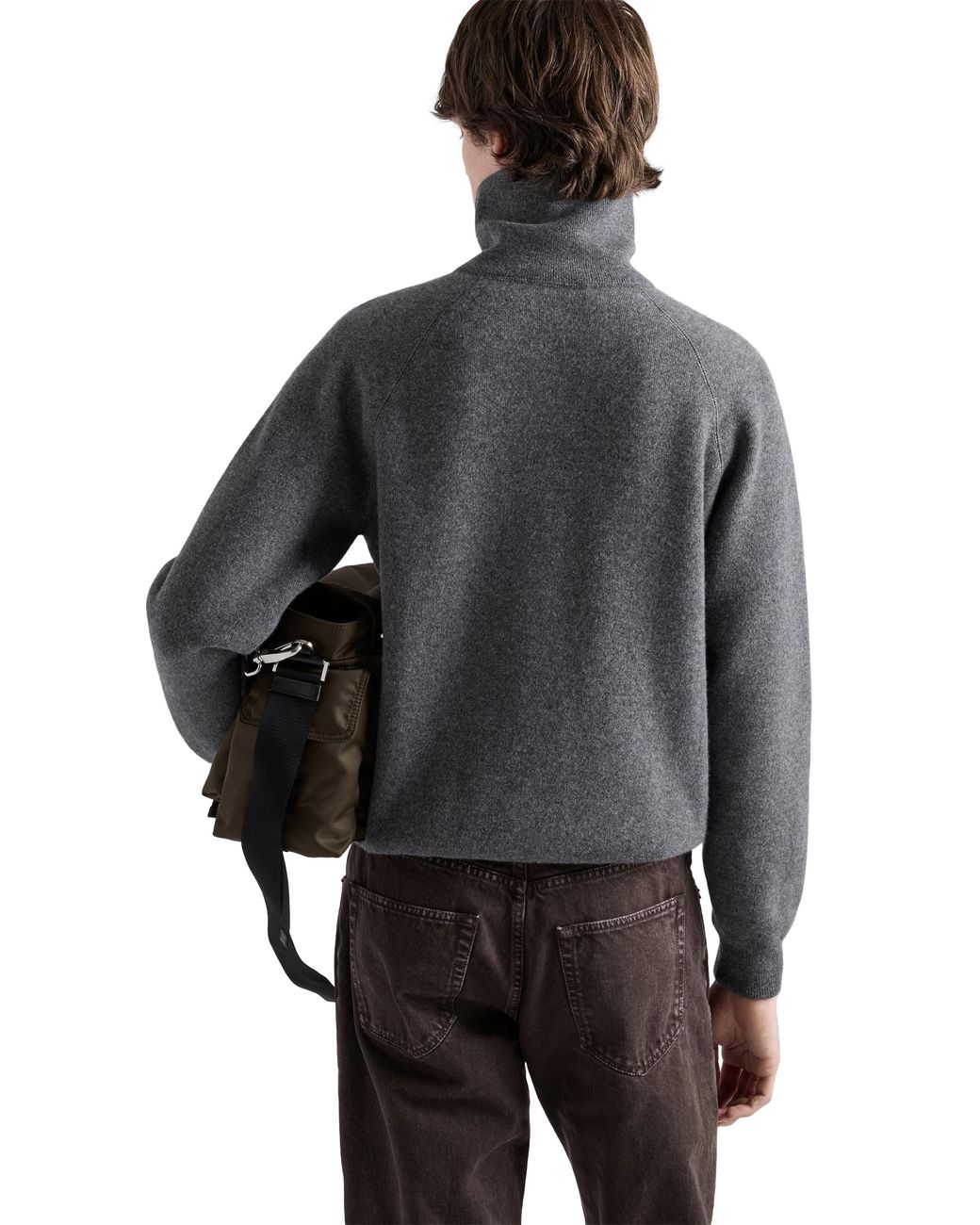 Prada Gray Wool And Cashmere Polo Sweater for men
