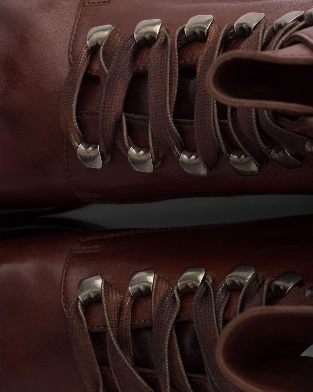 Prada Brown Leather Laced Booties, Size 6 for men