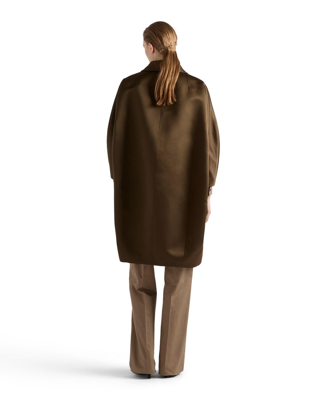 Prada Brown Single-Breasted Double Satin Coat
