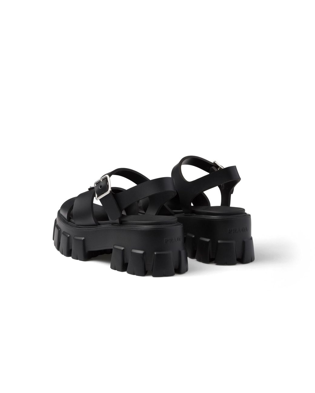 Prada Black Plateausandalen Monolith
