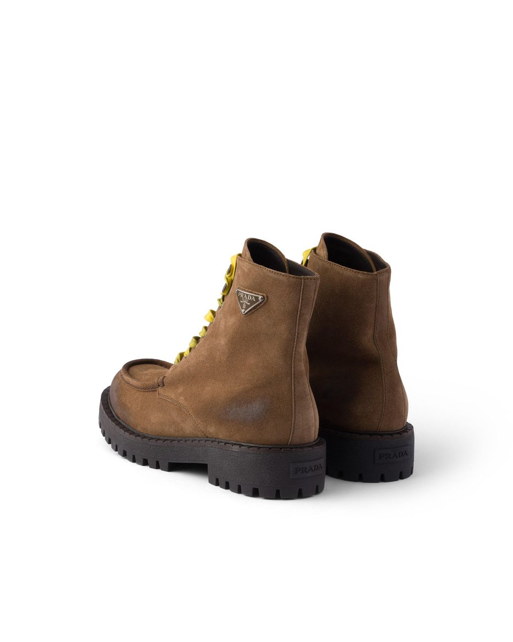 Prada Brown Aged Suede Lace-Up Ankle Boots, Size 5 for men