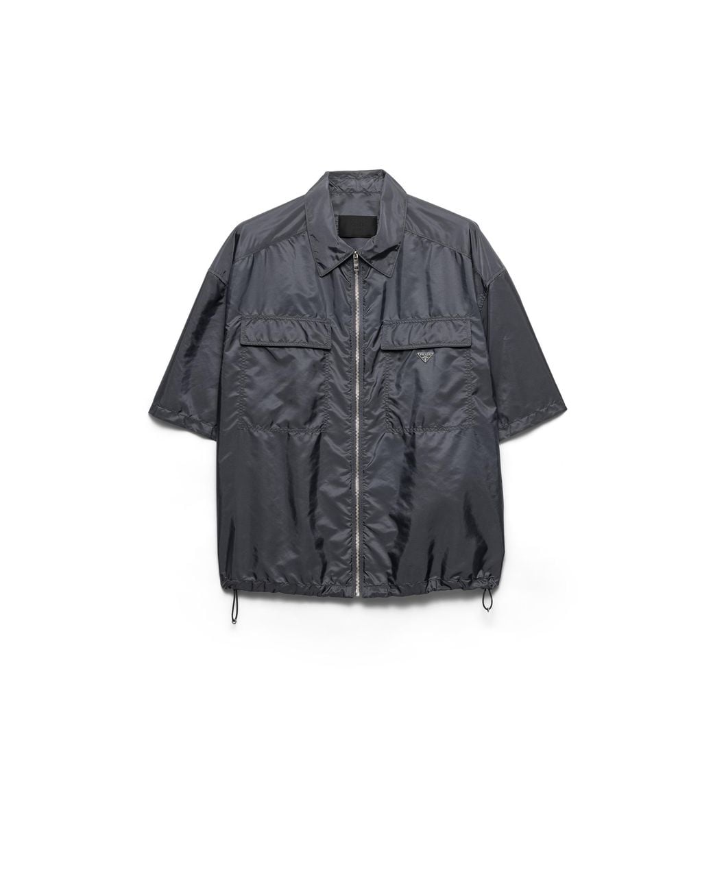Prada Blue Short-Sleeved Light Re-Nylon Shirt, Iron for men