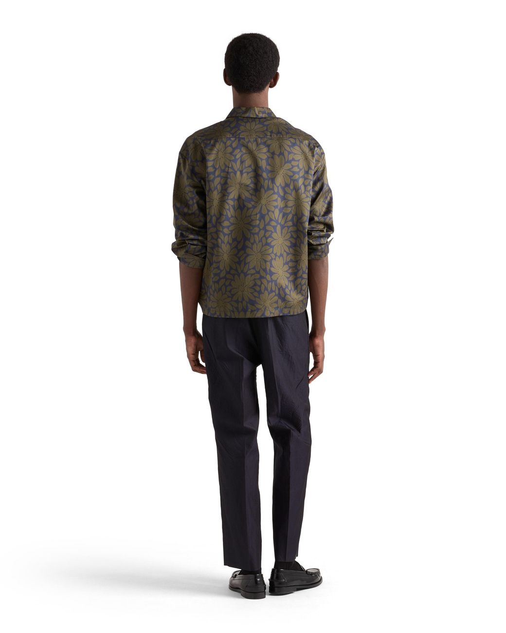 Prada Gray Printed Cotton Blend Zipper Shirt for men