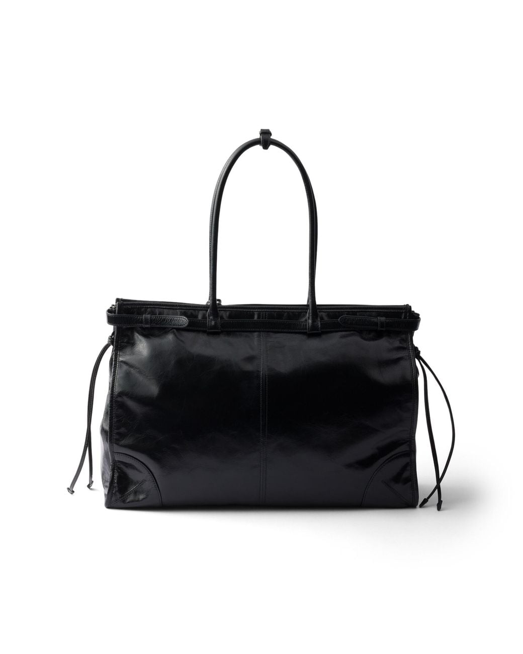 Prada Black Bonnie Extra Large Convertible Leather Shoulder Handbag