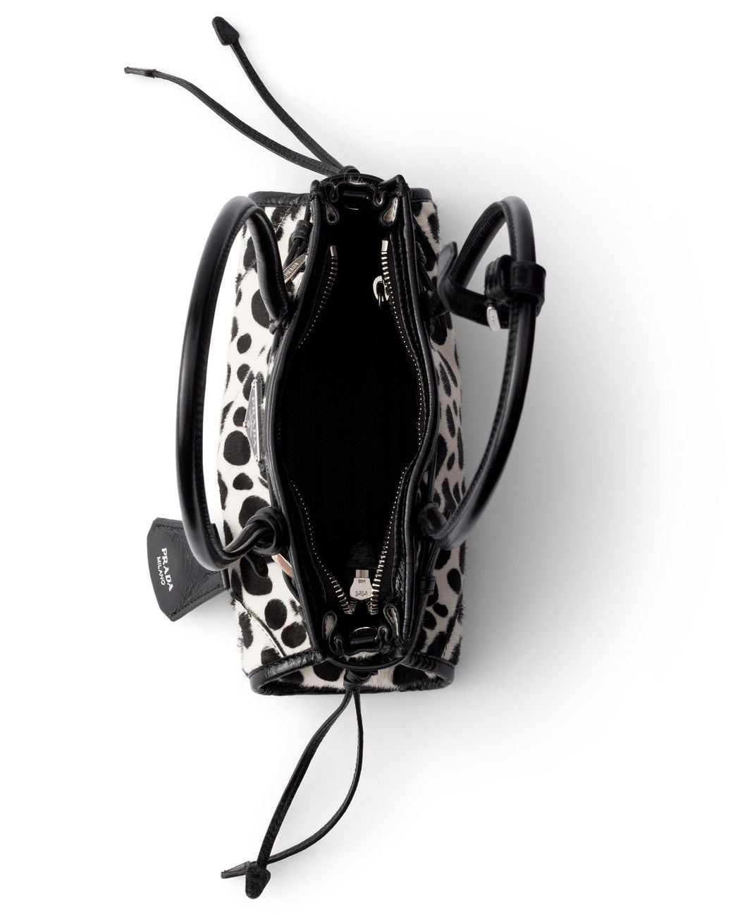 Prada White Bonnie Small Printed Calf Hair And Leather Handbag