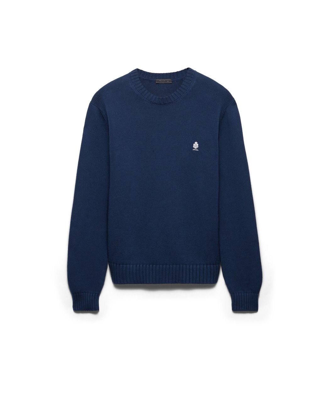 Prada Blue Cotton Crew-Neck Sweater for men