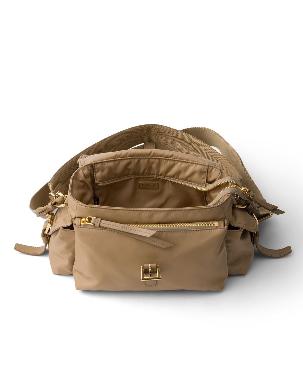 Prada Brown Explore Medium Re-Nylon Shoulder Bag With Flap