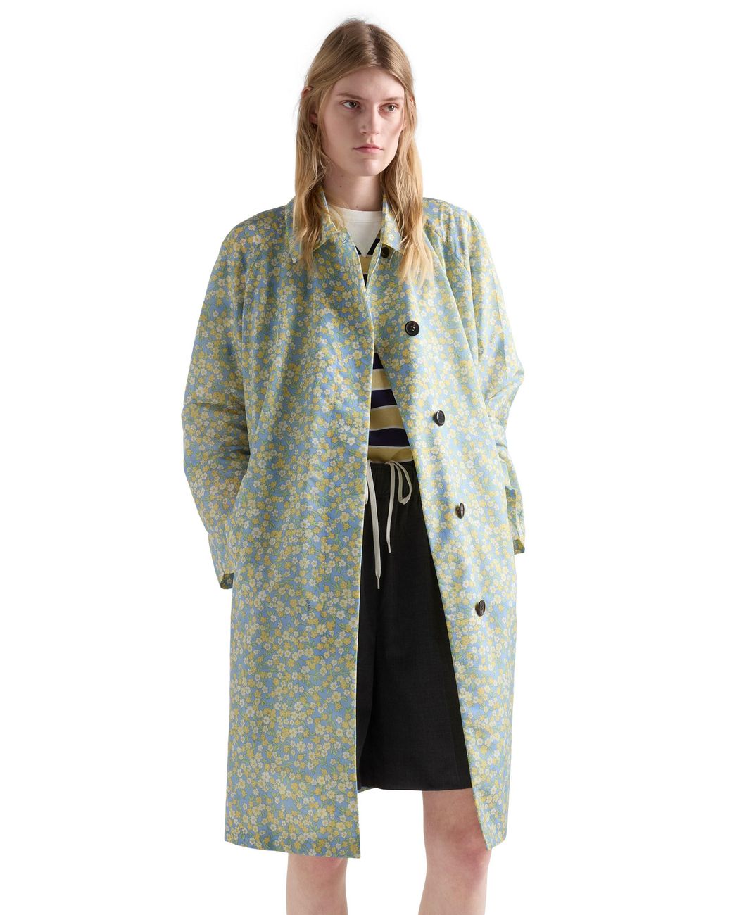 Prada Multicolor Printed Re-Nylon Raincoat, Cream