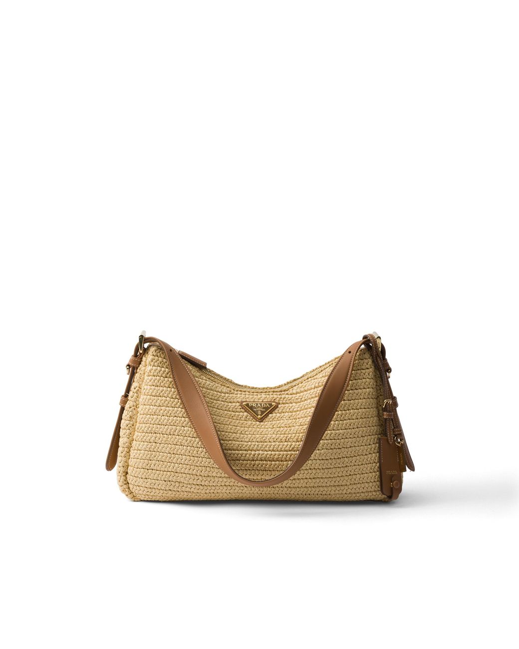 Prada Natural Aimée Large Crochet And Leather Bag