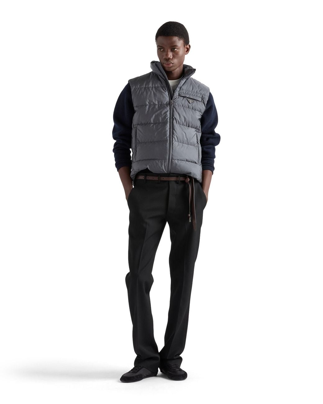Prada Gray Re-Nylon Vest for men