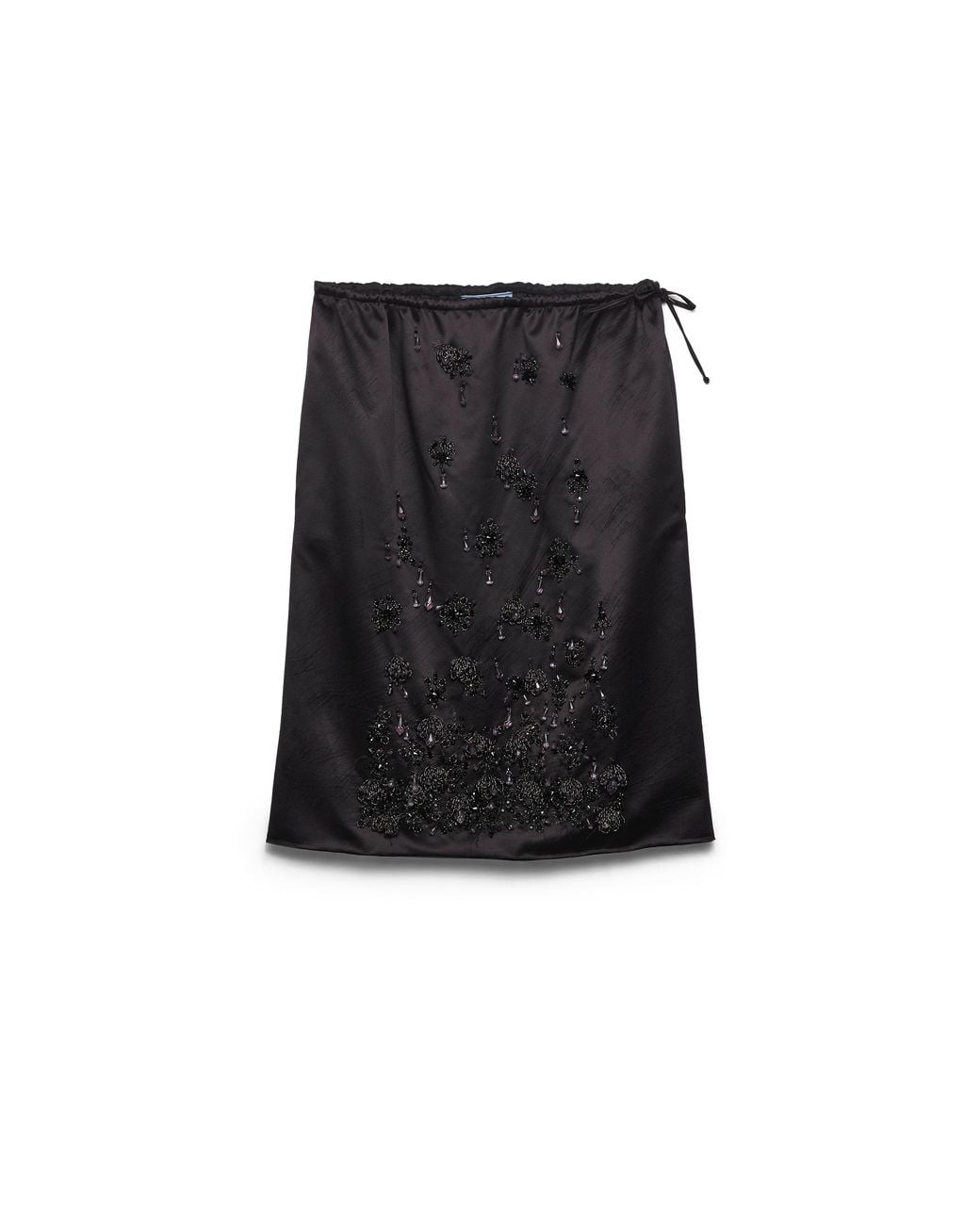 Prada Black Satin Skirt With Embroidery