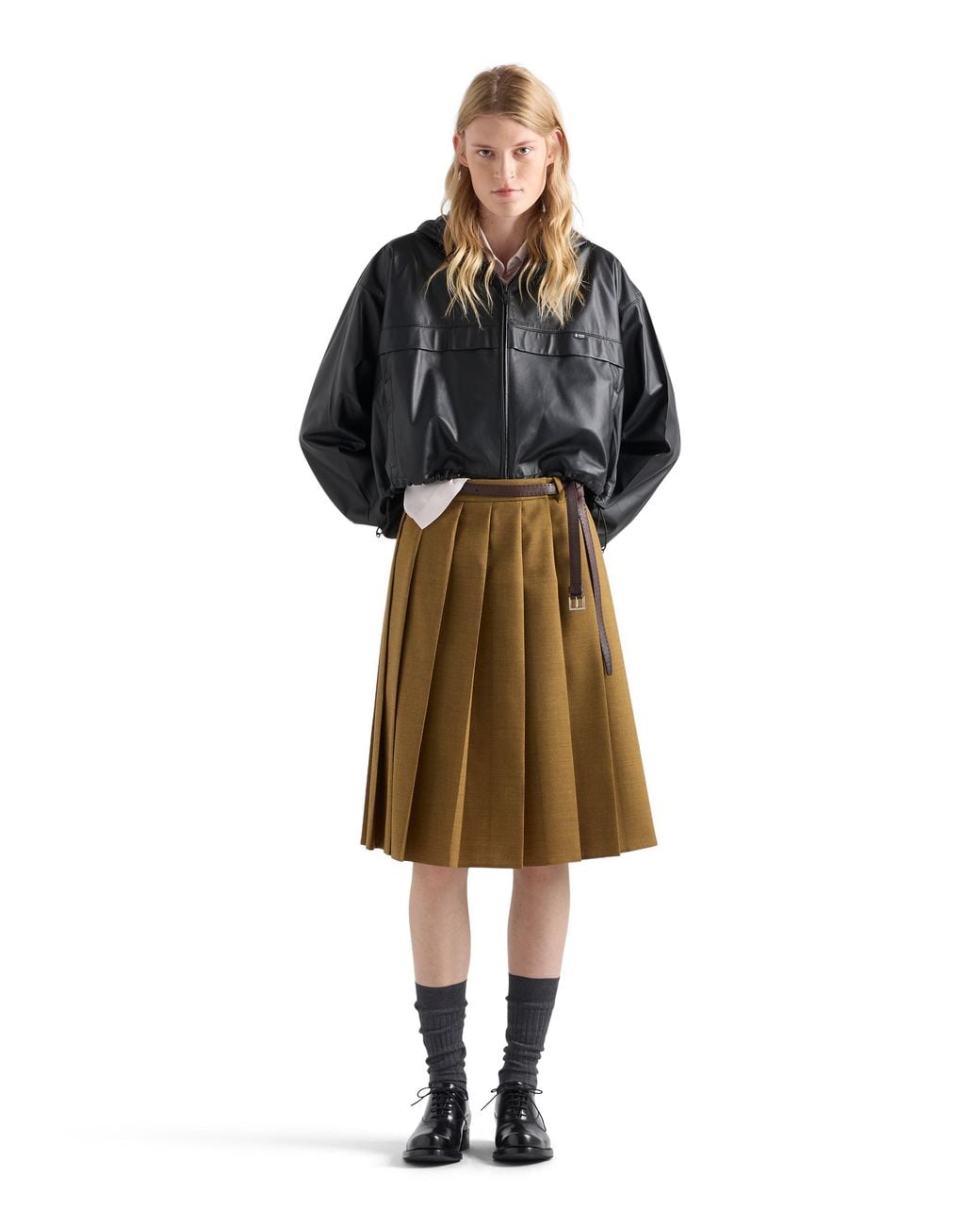 Prada Black Hooded Nappa Leather Jacket