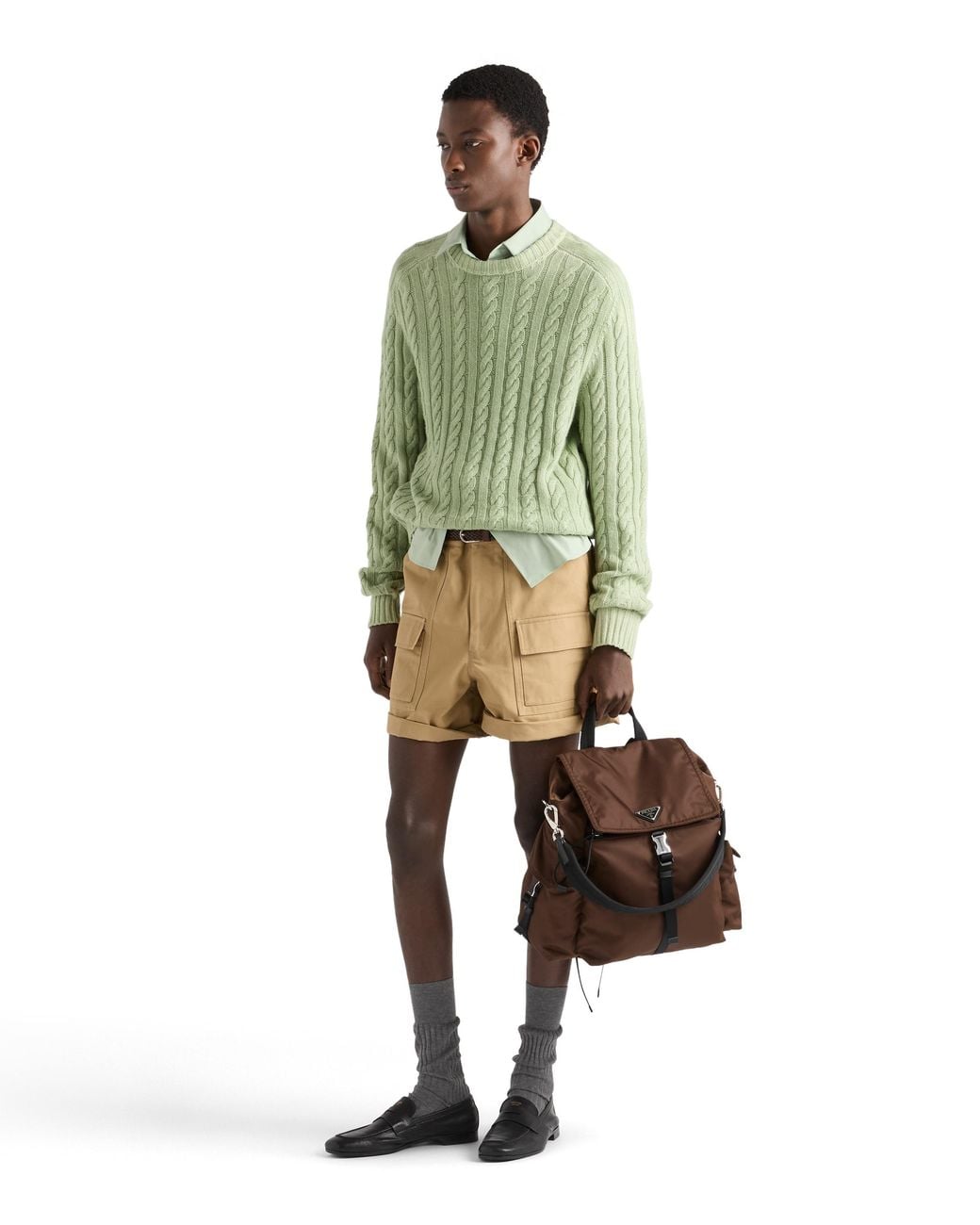 Prada Green Stretch Cotton Shirt for men