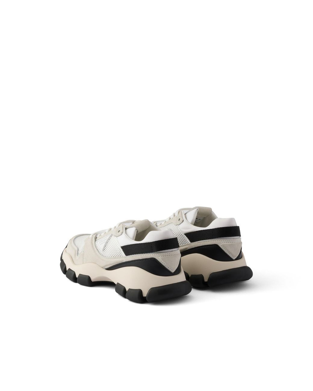 Prada White Mesh Fabric And Suede Sneakers