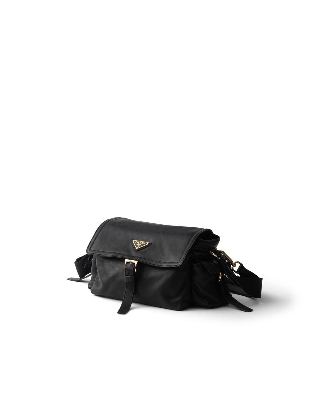 Prada Black Explore Medium Nappa Leather Shoulder Bag With Flap