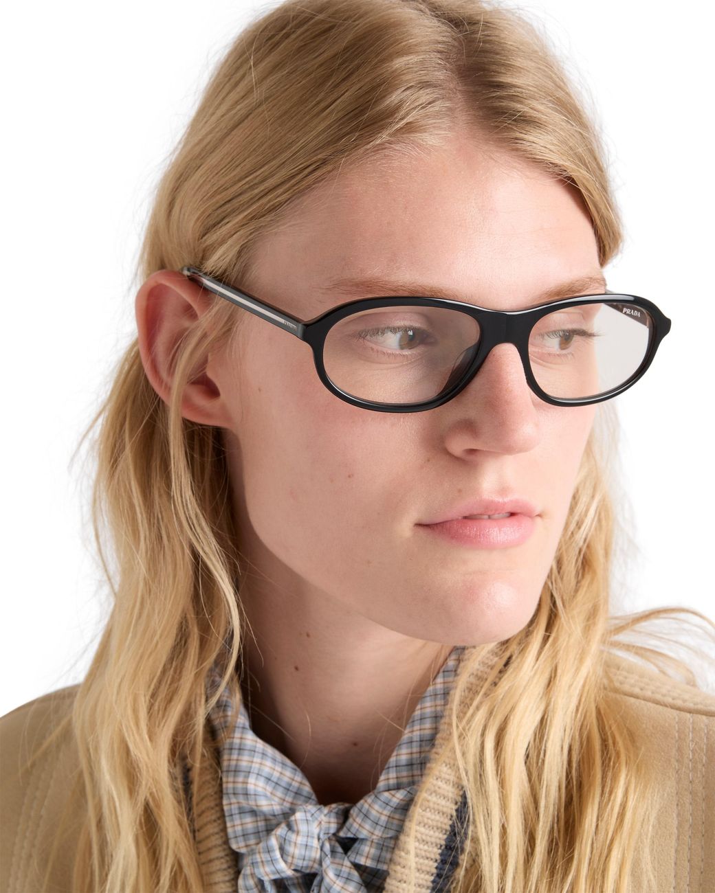 Prada White Sunglasses With The Iconic Metal Plaque
