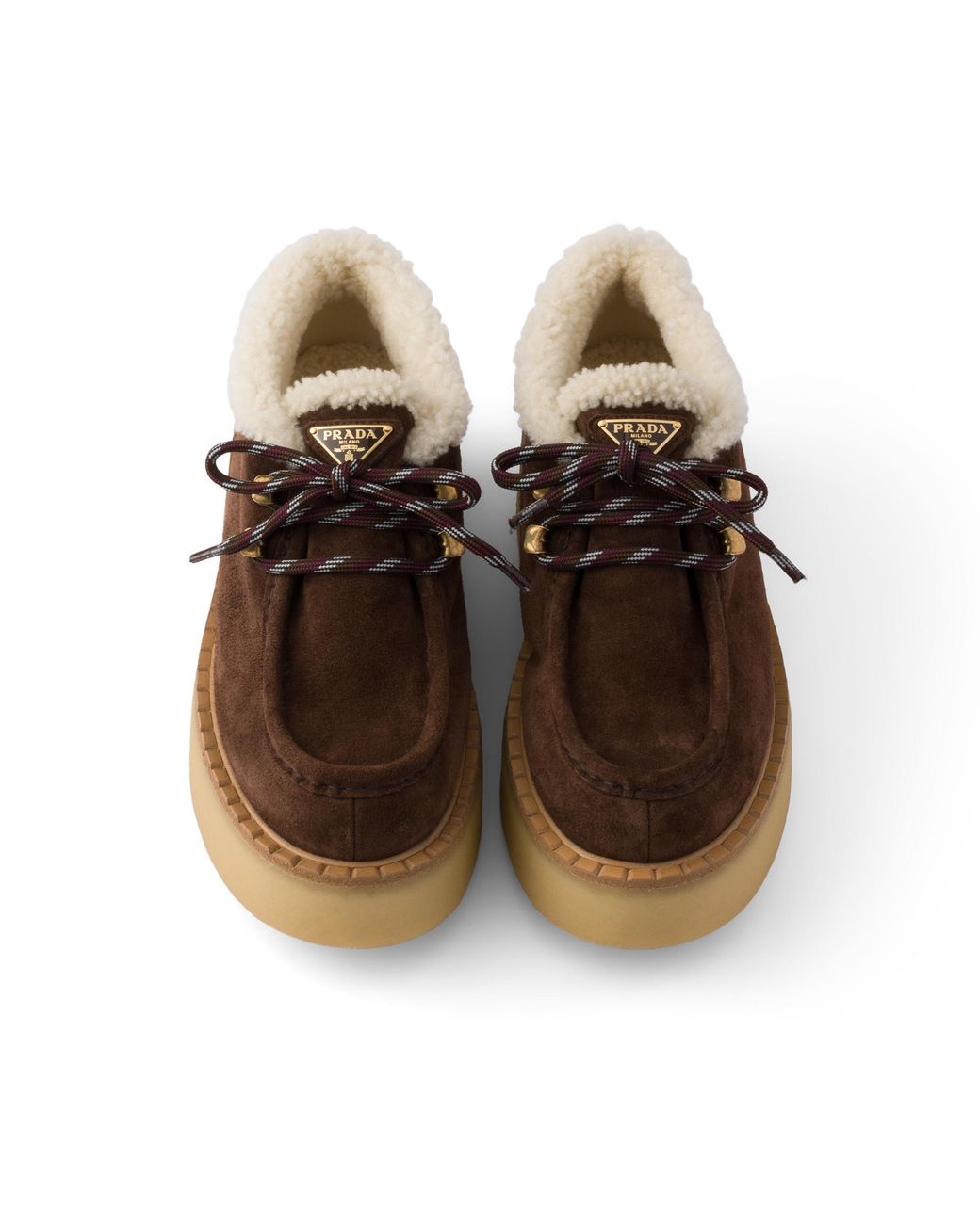 Prada Brown Shearling Lined Suede Booties