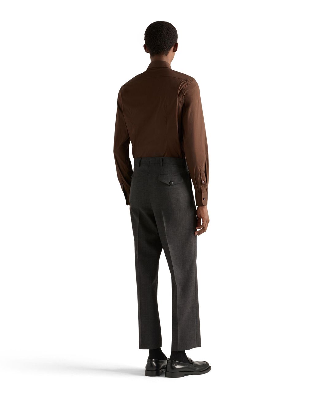 Prada Brown Stretch Cotton Shirt for men