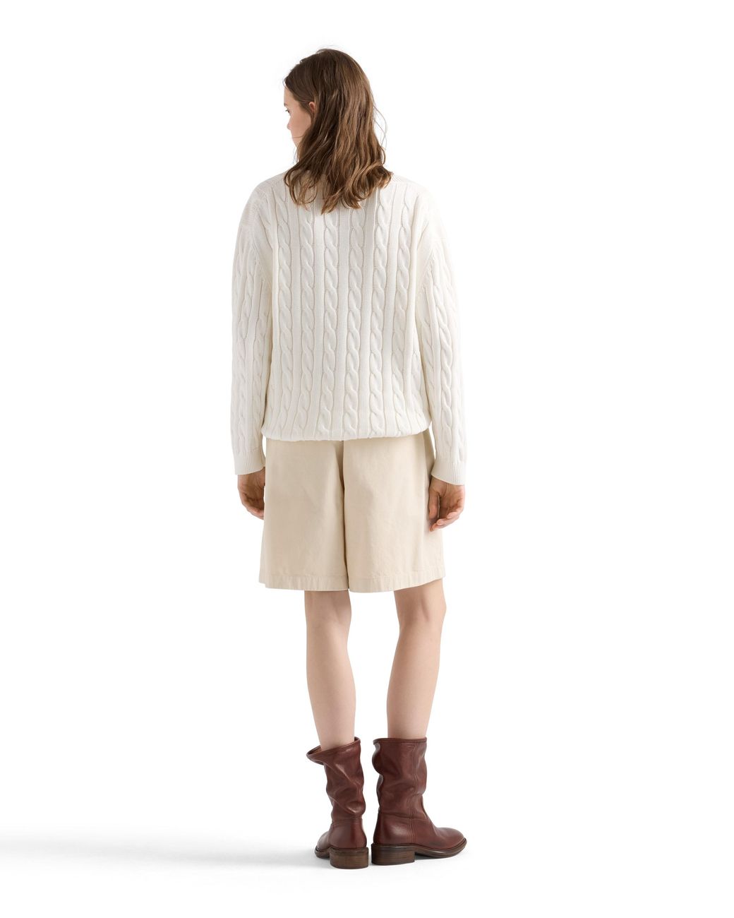 Prada White Cable-Knit Cotton Cardigan