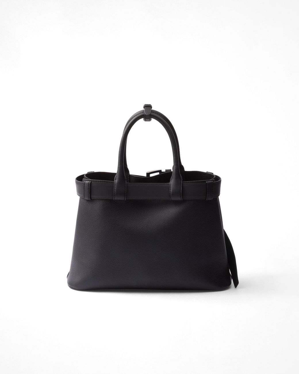 Prada Black Buckle Small Leather Handbag With Belt
