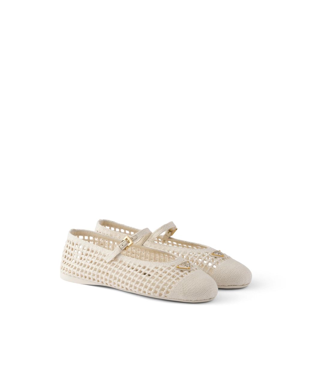 Prada White Crochet Ballerinas