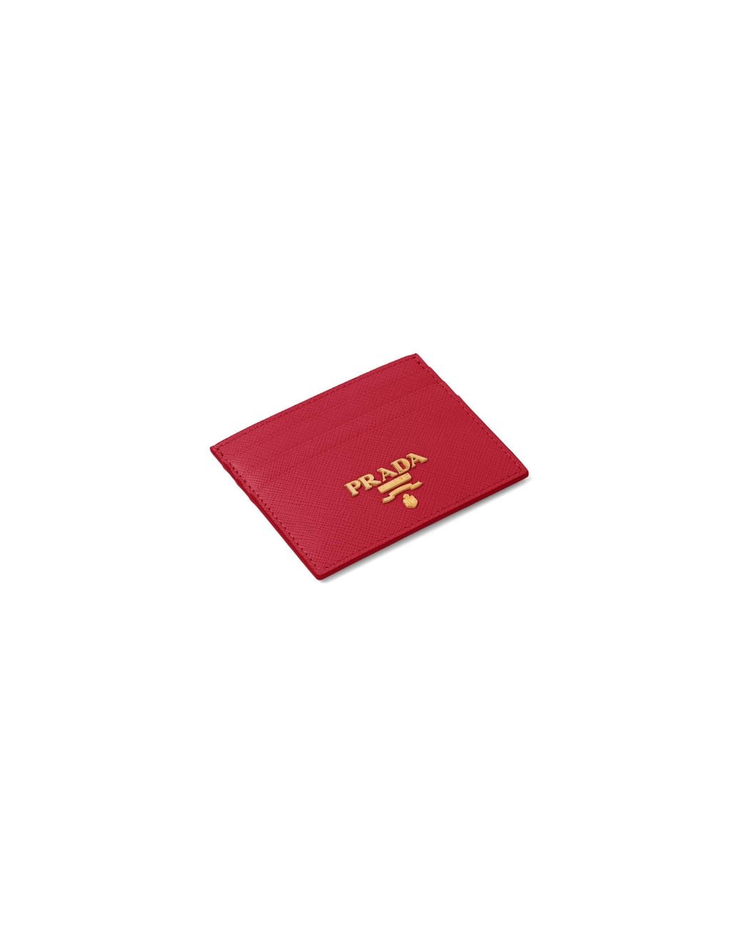 Prada Red Fuoco (dark ) Logo Saffiano Leather Cardholder